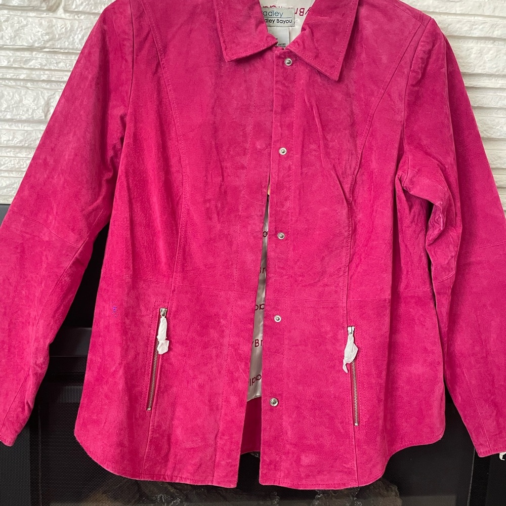 Pink Utility Jacket with Corduroy Texture and Relaxed Fit